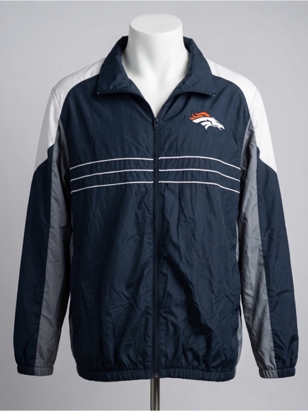 NFL Denver Broncos Colorblock Windbreaker SI Sports Illustrated Jacket Navy XL